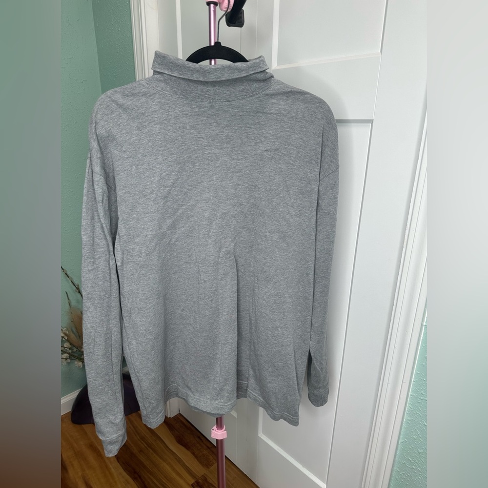 L.L BEAN mens Large Tall gray turtleneck sweater Tshirt lumberjack vintage